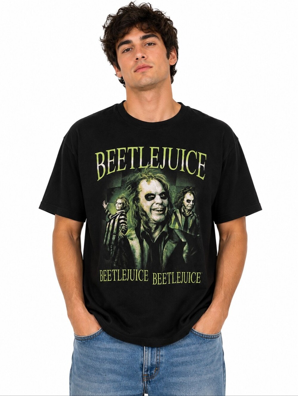 Beetlejuice Graphic T-Shirt Black Movie Tee Size M Halloween Goth